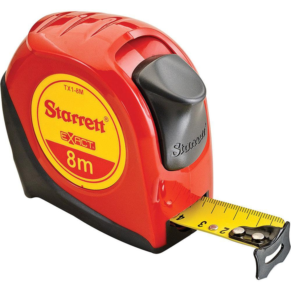 Starrett 30656 Tape Measure: 26' Long, 1" Width, Yellow Blade