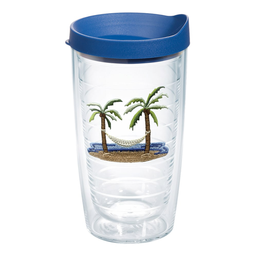 TERVIS TUMBLER COMPANY Tervis 01076064  Palm And Hammock Tumbler With Lid, 16 Oz, Clear