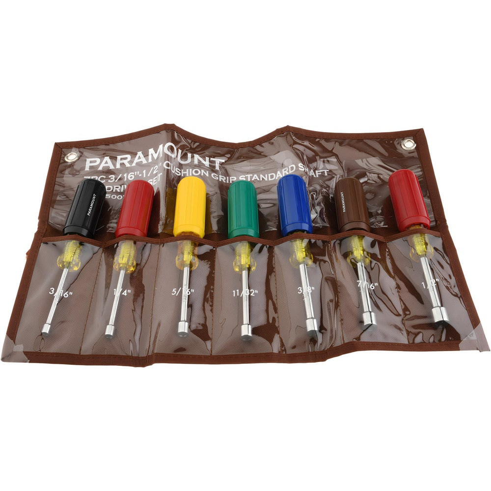 Paramount PAR-K5007N Nut Driver Set: 7 Pc, 3/16 to 1/2", Hollow Shaft, Ergonomic Handle