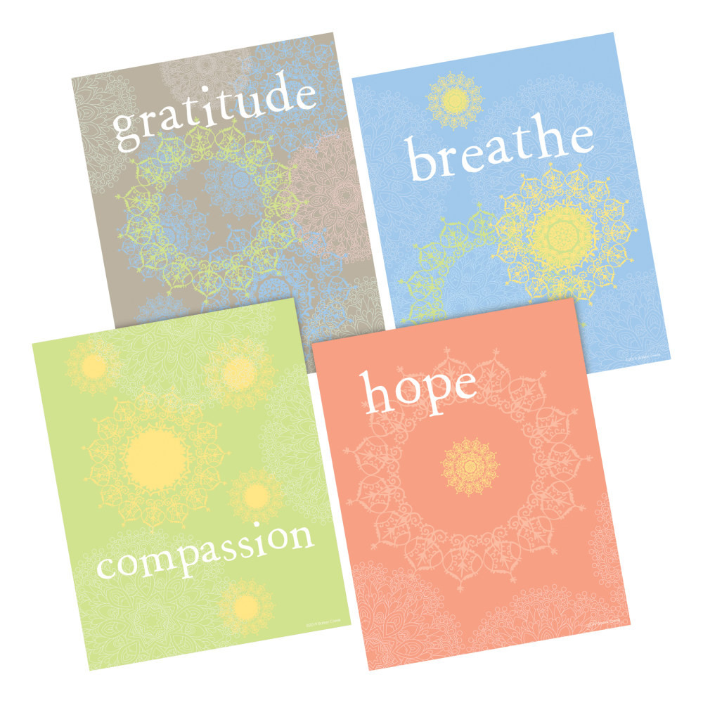 Creating a positive environment for learning can help motivate students to push past their boundaries. These colorful art prints provide kids with an inspiring quote that can spark their imaginations.  Eye-catching art prints contain motivational quotes that help nurture a positive learning environment.  Multi-design Set includes features beautiful colors and designs.  Each of the four pieces measures 8in x 10in.  These art prints are perfect for the classroom, workplace or home!  Frame them or hang them "as is"!