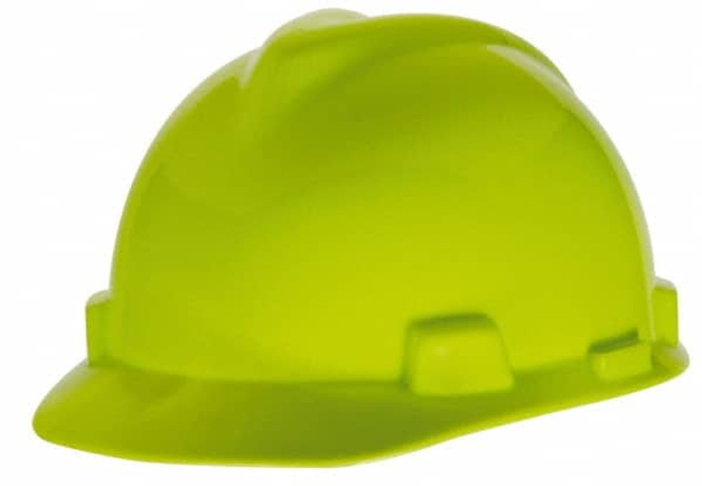 MSA 815565 Hard Hat: Impact Resistant, V-Gard Slotted Cap, Type 1, Class E, 4-Point Suspension