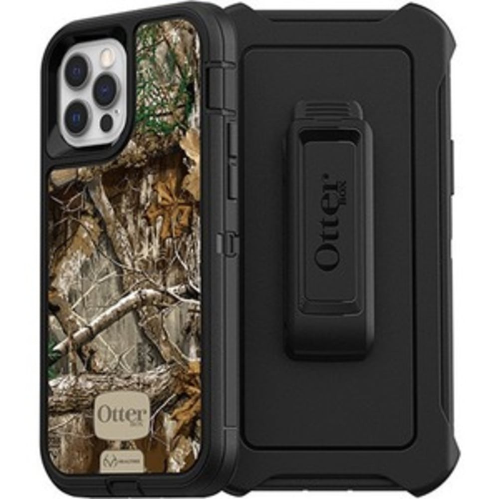 OTTER PRODUCTS LLC OtterBox 77-65764  Defender Rugged Carrying Case Holster For Apple iPhone 12 And iPhone 12 Pro Smartphone, RealTree Edge Black