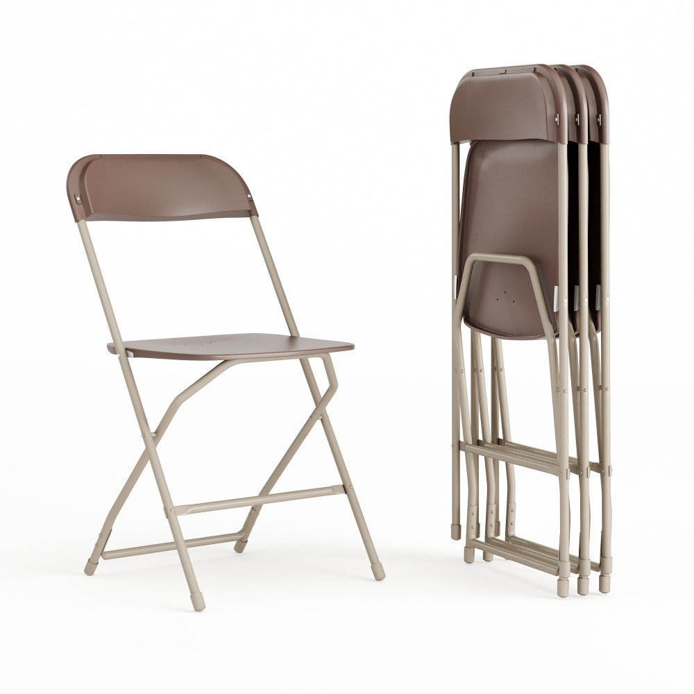 FLASH FURNITURE 4LEL3BRN  Hercules Series Folding Chairs, Brown, Pack Of 4 Chairs