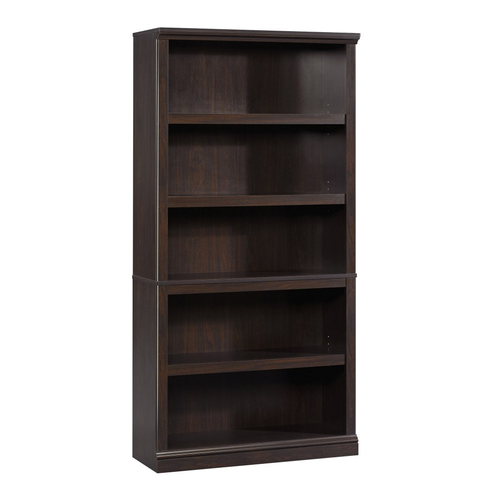 SAUDER WOODWORKING CO. 410375 Sauder Select 69 13/16inH 5-Shelf Transitional Bookcase, Brown/Medium Finish, Standard Delivery