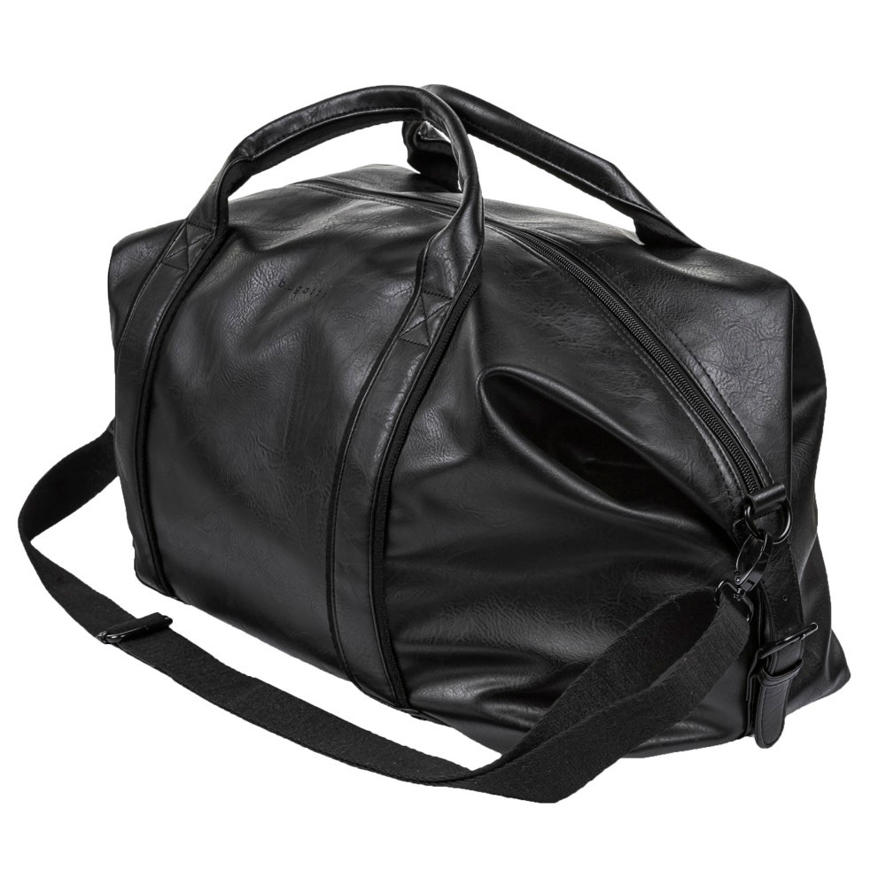 BUGATTI GROUP INC. Bugatti DUF623-BLACK  Valentino Vegan Leather Duffel Bag, 11-3/4inH x 16inW x 8-1/2inD, Black