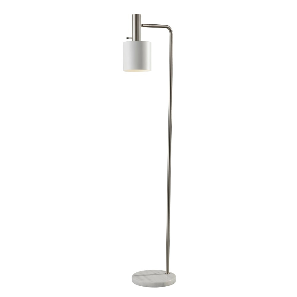 ADESSO INC Adesso 3159-02  Emmett Floor Lamp, 61inH, White Shade/Brushed Steel And White Base