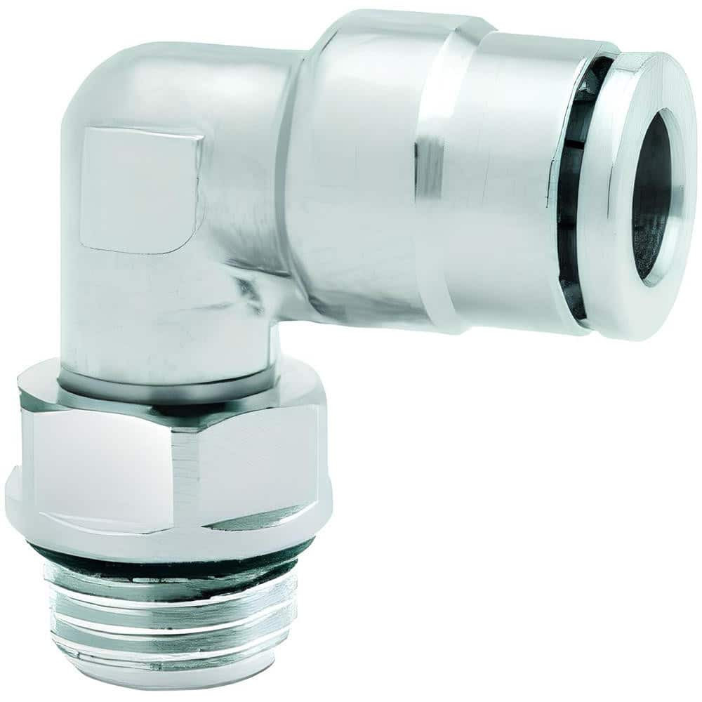 Norgren 102471438 Push-To-Connect Tube to Male & Tube to Male BSPP Tube Fitting: 90 ° Swivel Elbow Adapter, 3/8" Thread