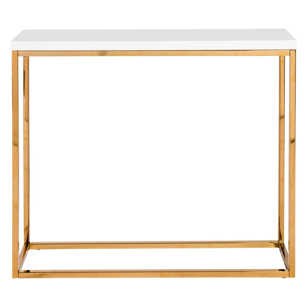 EURO STYLE, INC. Eurostyle 90179WHT  Teresa Console Table, 29-7/8inH x 35-2/5inW x 9-7/8inD, High Gloss Gold/High Gloss White