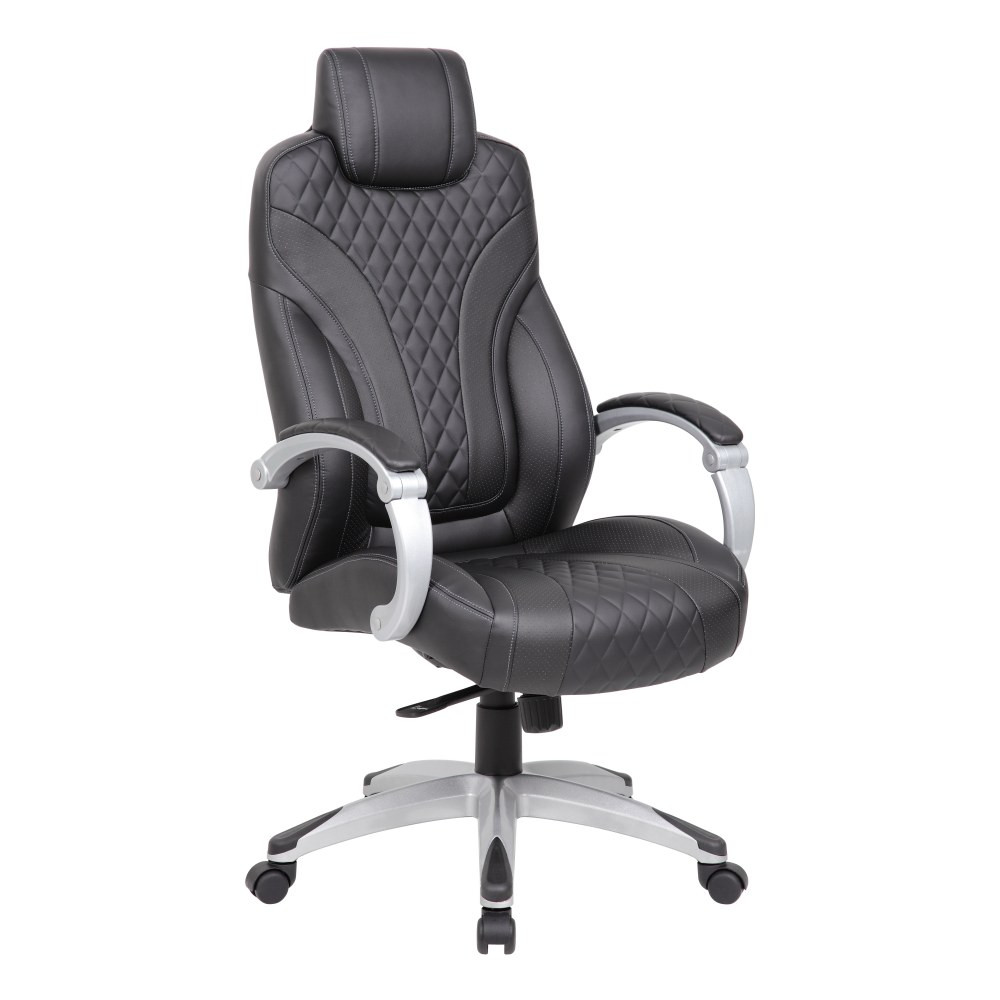 NORSTAR OFFICE PRODUCTS INC. Boss Office Products B8871-BK  Caressoft Hinged Arm Executive Ergonomic High-Back Chair, Black