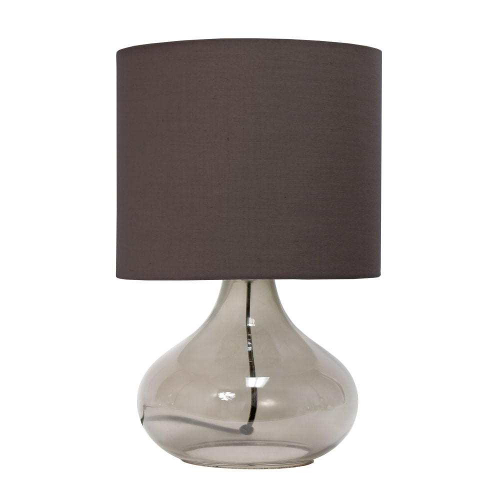 ALL THE RAGES INC LT2063-SMG Simple Designs Glass Raindrop Table Lamp, 13-3/4inH, Gray Shade/Smoke Gray Base