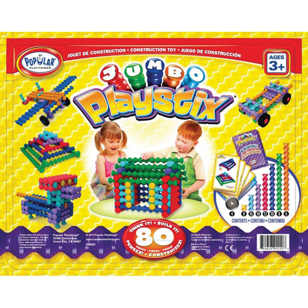 HUNTAR CO., INC. PPY90020 Popular Playthings Jumbo Playstix 80-Piece Set