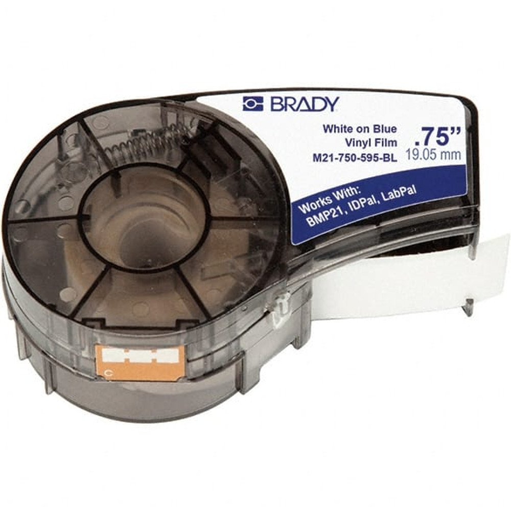 Brady 142794 Label Maker Label: White & Blue, Vinyl, 3/4" OAW, 1 Roll