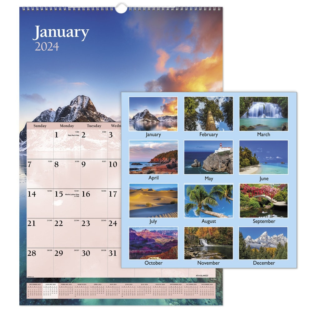 ACCO BRANDS USA, LLC AT-A-GLANCE DMW2012824 2024 AT-A-GLANCE Scenic Monthly Wall Calendar, 15-1/2in x 22-3/4in, January To December 2024, DMW20128