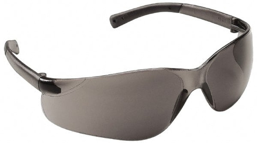 MCR Safety BK112 Safety Glass: Scratch-Resistant, Polycarbonate, Gray Lenses, Frameless, UV Protection