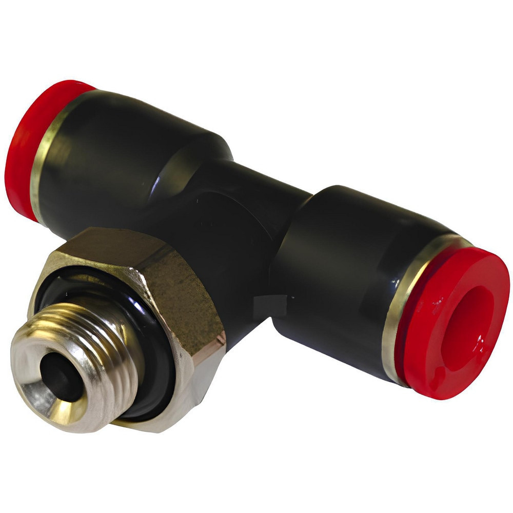 Norgren C02670618 Push-To-Connect Tube to Male & Tube to Male BSPP Tube Fitting: Swivel Tee Adapter, Tee 1/8" Thread