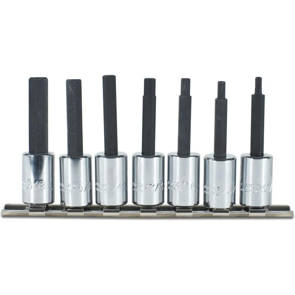 Proto J4900-7C Hex Bit Socket Set: 3/8" Drive, 7 Pc, 1/8 to 3/8" Hex