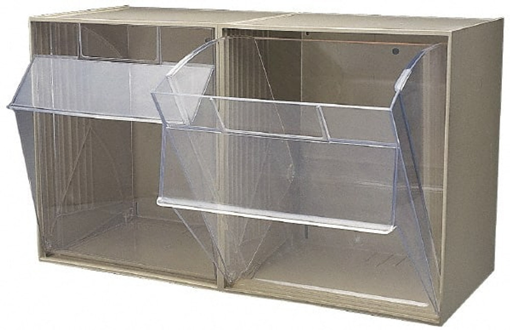 Quantum Storage QTB 302 IVORY 2 Compartment Ivory Small Parts Tip Out Stacking Bin Organizer