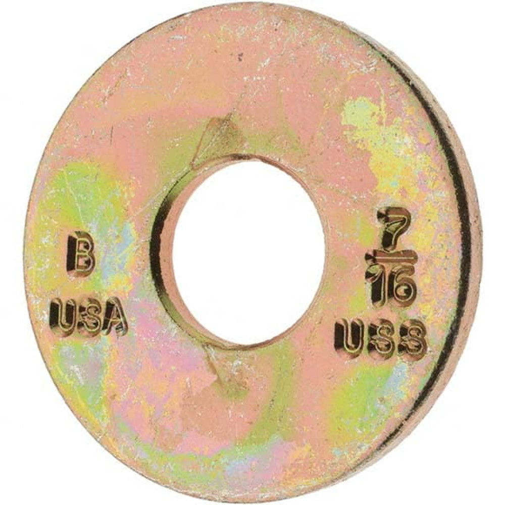 Bowmalloy 500103 7/16" Screw USS Flat Washer: Carbon Steel, Zinc-Plated Yellow Chromate