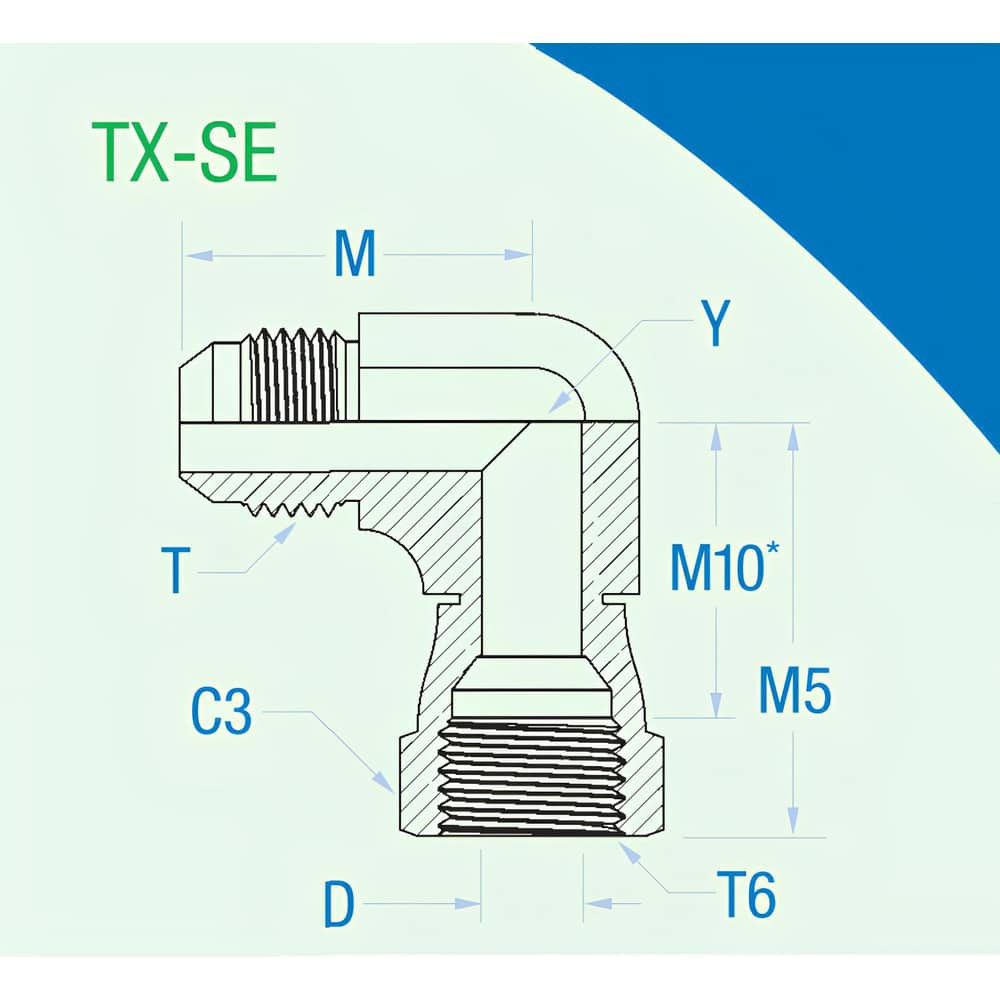MSC TX-10-SE Stainless Steel Flared Tube Female Elbow: 5/8" Tube OD, 7/8-14 Thread, 37 ° Flared Angle