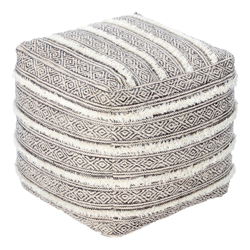 GFH ENTERPRISES INC. AMBPF038-1818 Anji Mountain Taos Pouf Ottoman, Gray/Ivory