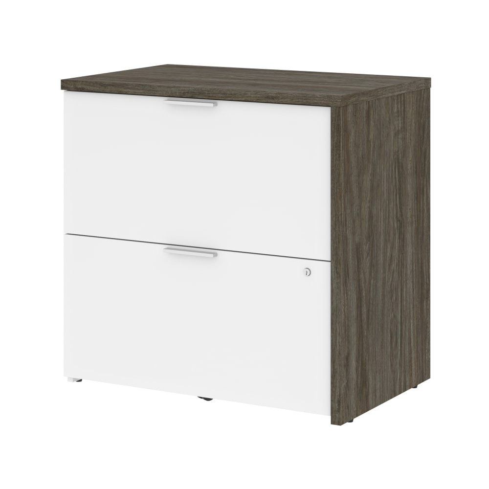 BESTAR INC. 107630-000035 Bestar Gemma 20inD Lateral 2-Drawer File Cabinet, Walnut Gray/White