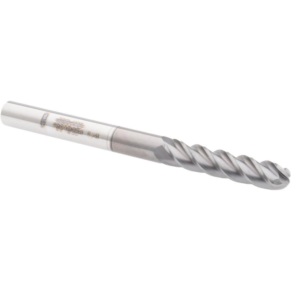 Accupro 12179278 Ball End Mill: 0.25" Dia, 1.125" LOC, 4 Flute, Solid Carbide