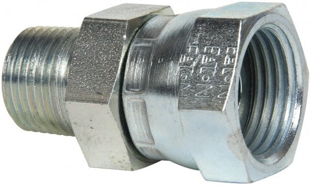 Eaton 2045-8-6S Industrial Pipe Adapter: 1/2-14 Female Thread, 3/8-18 Male Thread, MNPT x FNPSM