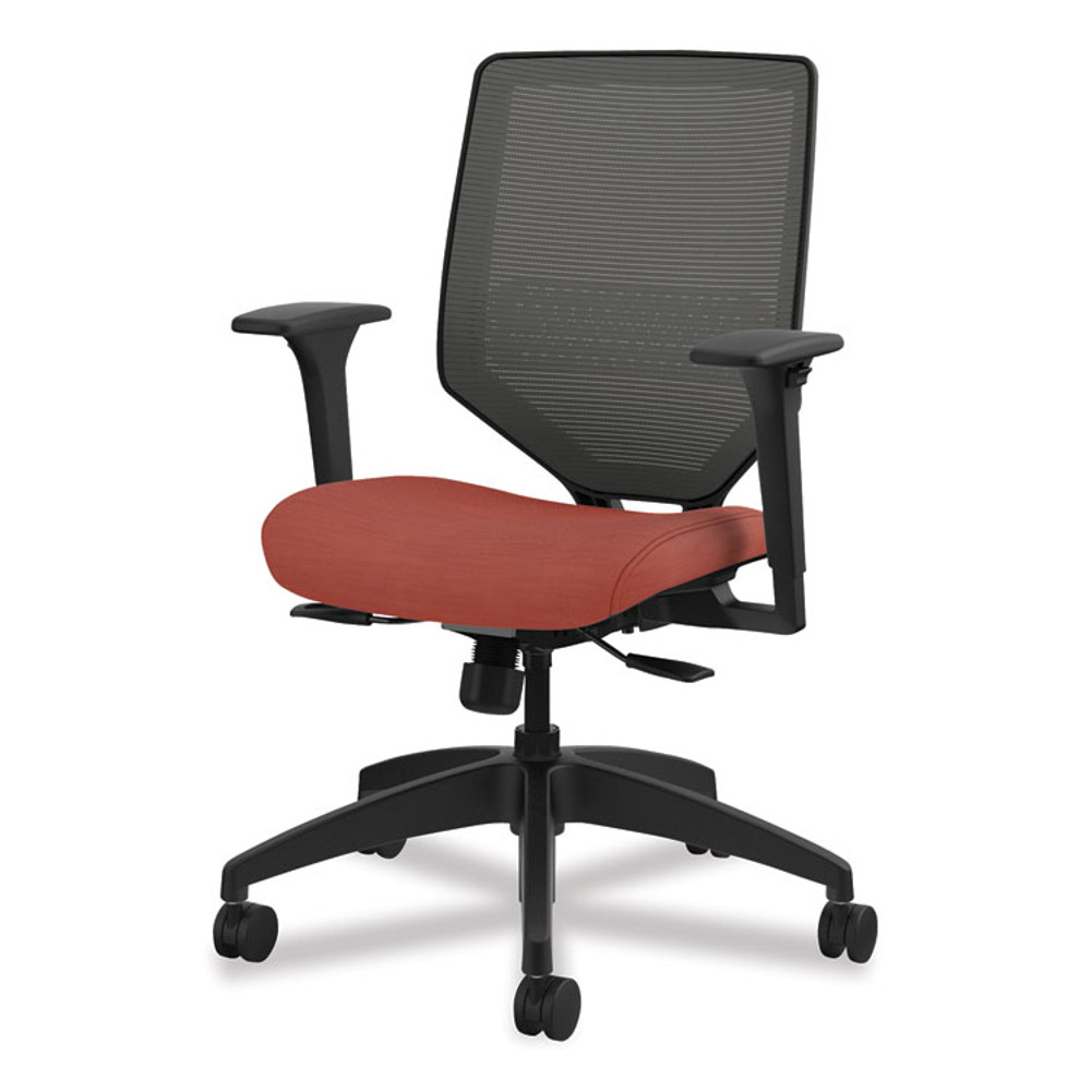 HON COMPANY SVM1ALICC46T Solve Series Mesh Back Task Chair, Supports Up to 300 lb, 18" to 23" Seat Height, Bittersweet Seat, Charcoal Back, Black Base