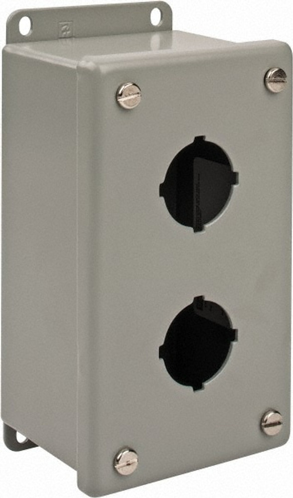 nVent Hoffman E2PB 2 Hole, 1.2 Inch Hole Diameter, Steel Pushbutton Switch Enclosure