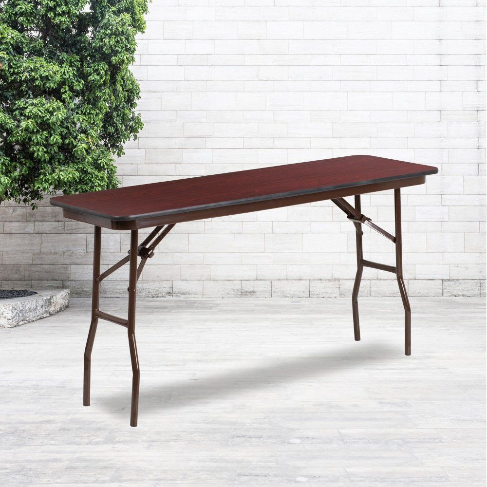 FLASH FURNITURE YT1860MELWAL  Folding Training Table, 30inH x 18inW x 60inD, Mahogany