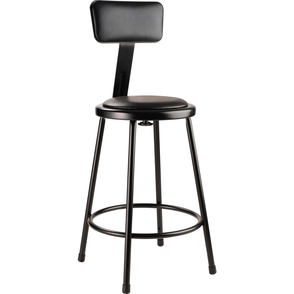 NATIONAL PUBLIC SEATING CORP 6424B-10 National Public Seating 6400 Vinyl Task Stool, With Backrest, 37in- 39inH, Black