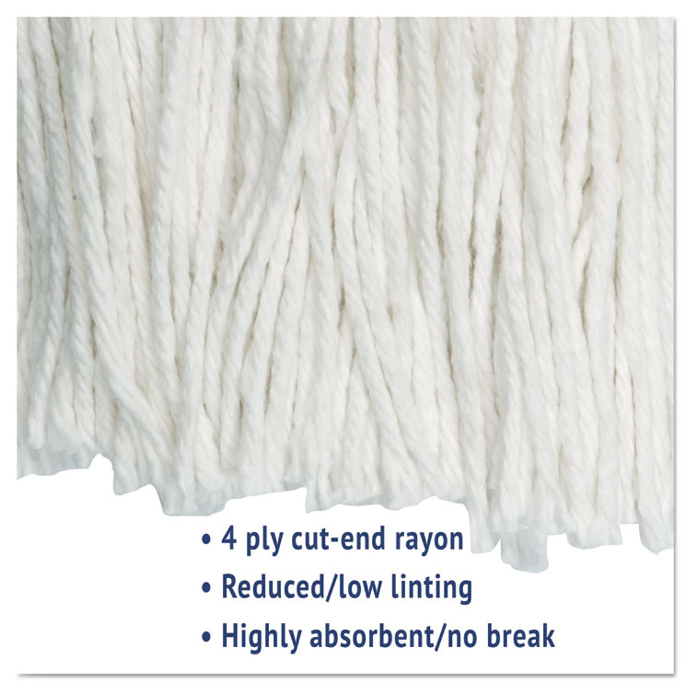 BOARDWALK 2024RCT Cut-End Wet Mop Head, Rayon, No. 24, White, 12/Carton