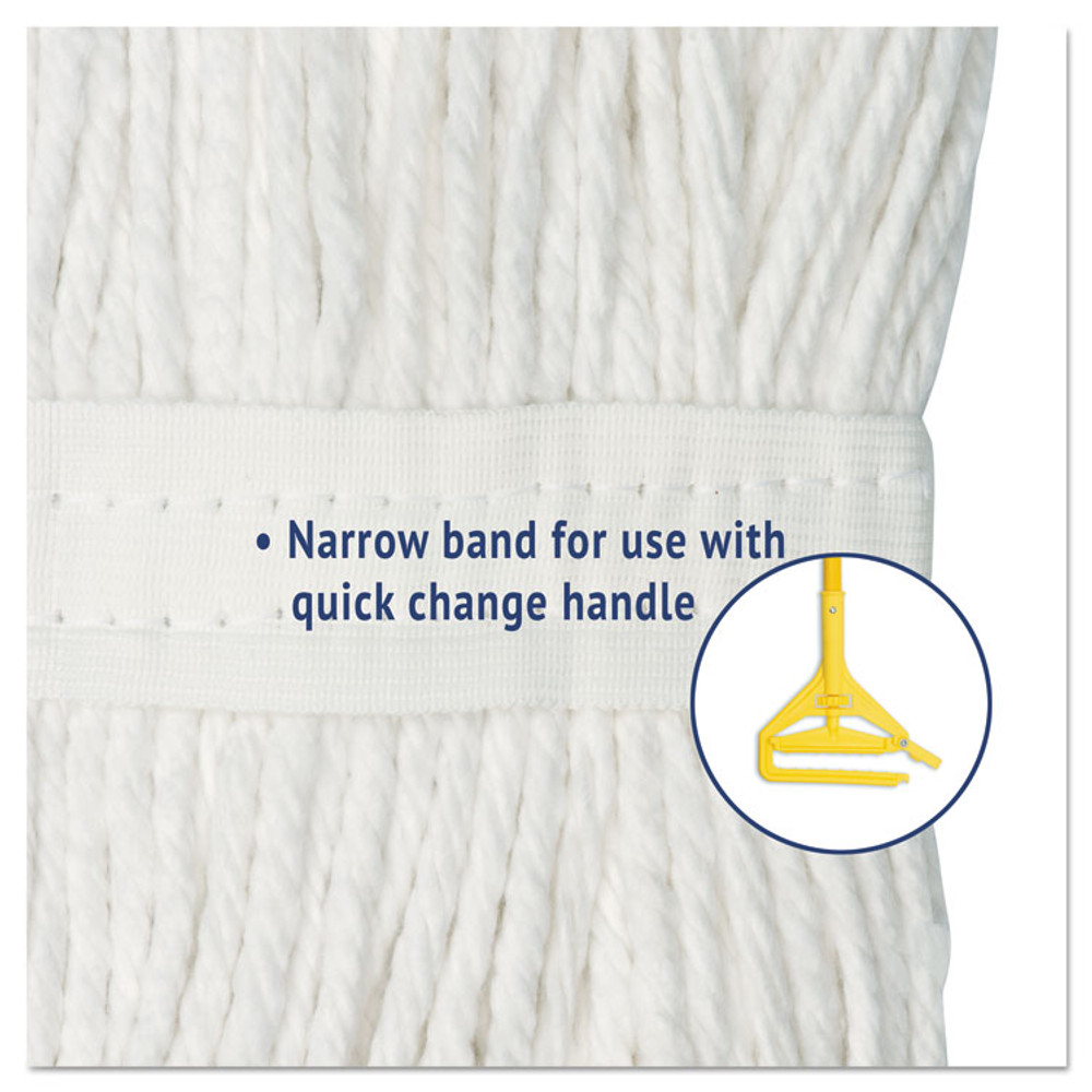 BOARDWALK 2024RCT Cut-End Wet Mop Head, Rayon, No. 24, White, 12/Carton