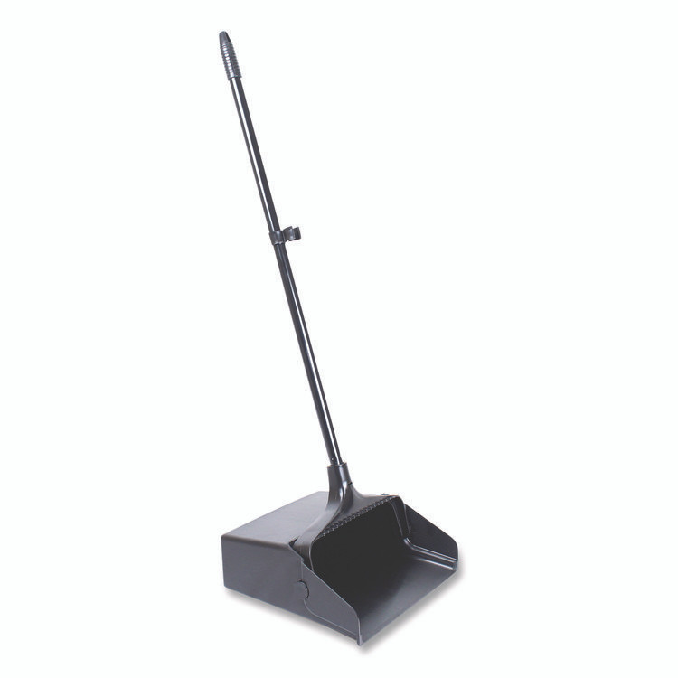 BOARDWALK 02600 Lobby Dust Pan, 11.75 x 37, 34" Handle, Plastic/Aluminum, Black