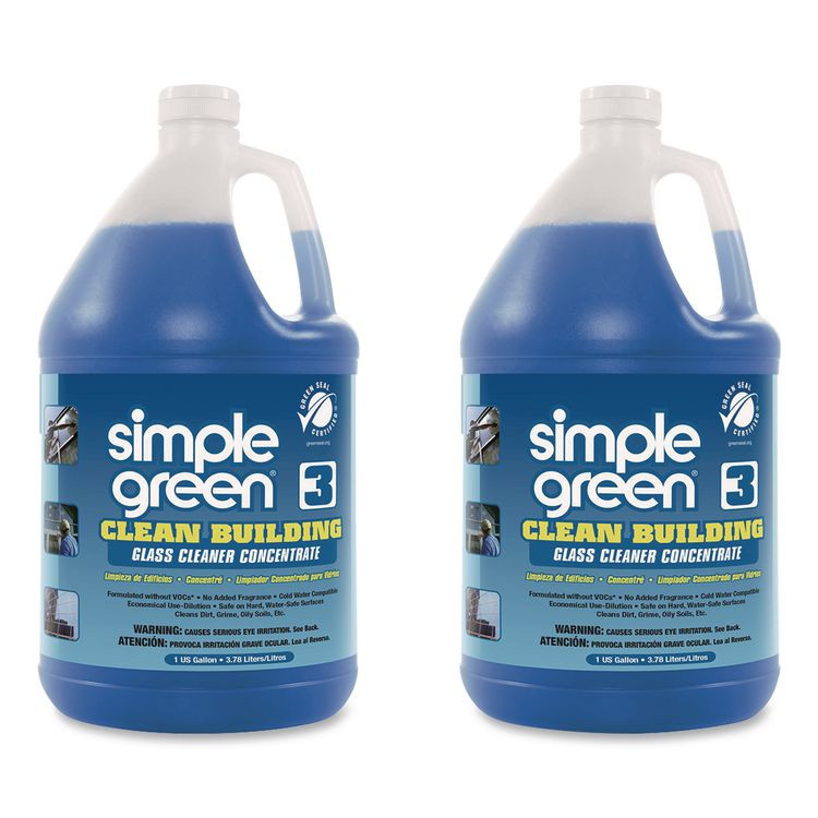 SUNSHINE MAKERS, INC. Simple Green® 11301 Clean Building Glass Cleaner Concentrate, Unscented, 1gal Bottle, 2/Carton