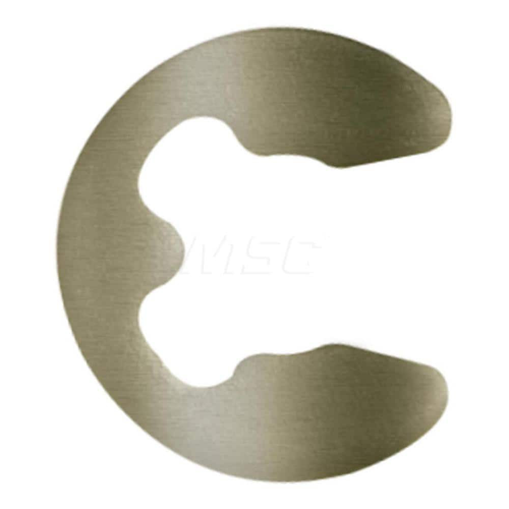 Rotor Clip E-9ST ZD External E Style Retaining Ring: 0.074" Groove Dia, 3/32" Shaft Dia, 1060-1090 Stainless Steel, Zinc-Plated