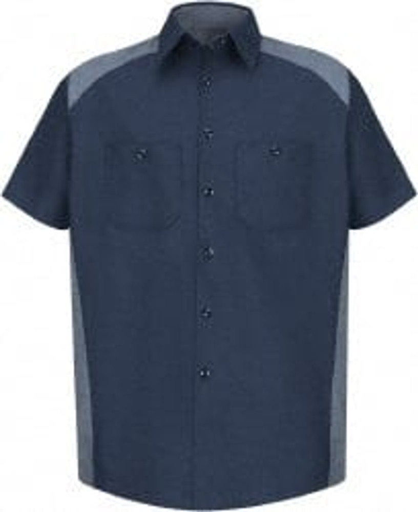 RedKap SP28NP SS XXL Work Shirt: General Purpose, 2X-Large, Cotton, Navy Blue, 2 Pockets