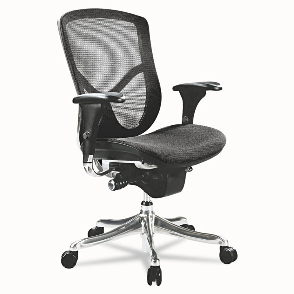 ALERA EQA42ME10A Alera EQ Series Ergonomic Multifunction Mid-Back Mesh Chair, Supports Up to 250 lb, Black Seat/Back, Aluminum Base