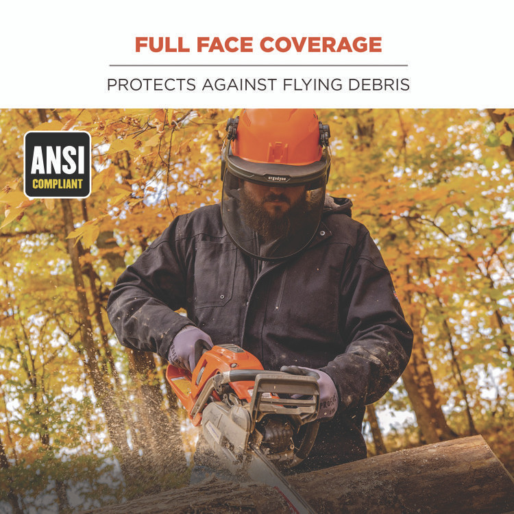 TENACIOUS HOLDINGS, INC. ergodyne® 60247 Skullerz 8989 Mesh Face Shield with Adapter for Hard Hat and Safety Helmet, Gray