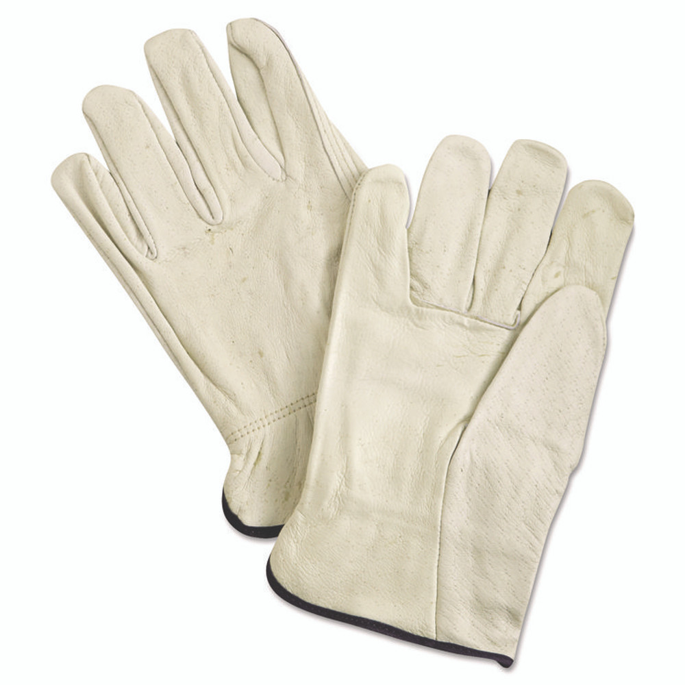 MCR SAFETY 3400XL Unlined Pigskin Driver Gloves, Gunn Cut, Straight Thumb, X-Large, Cream, 12 Pairs