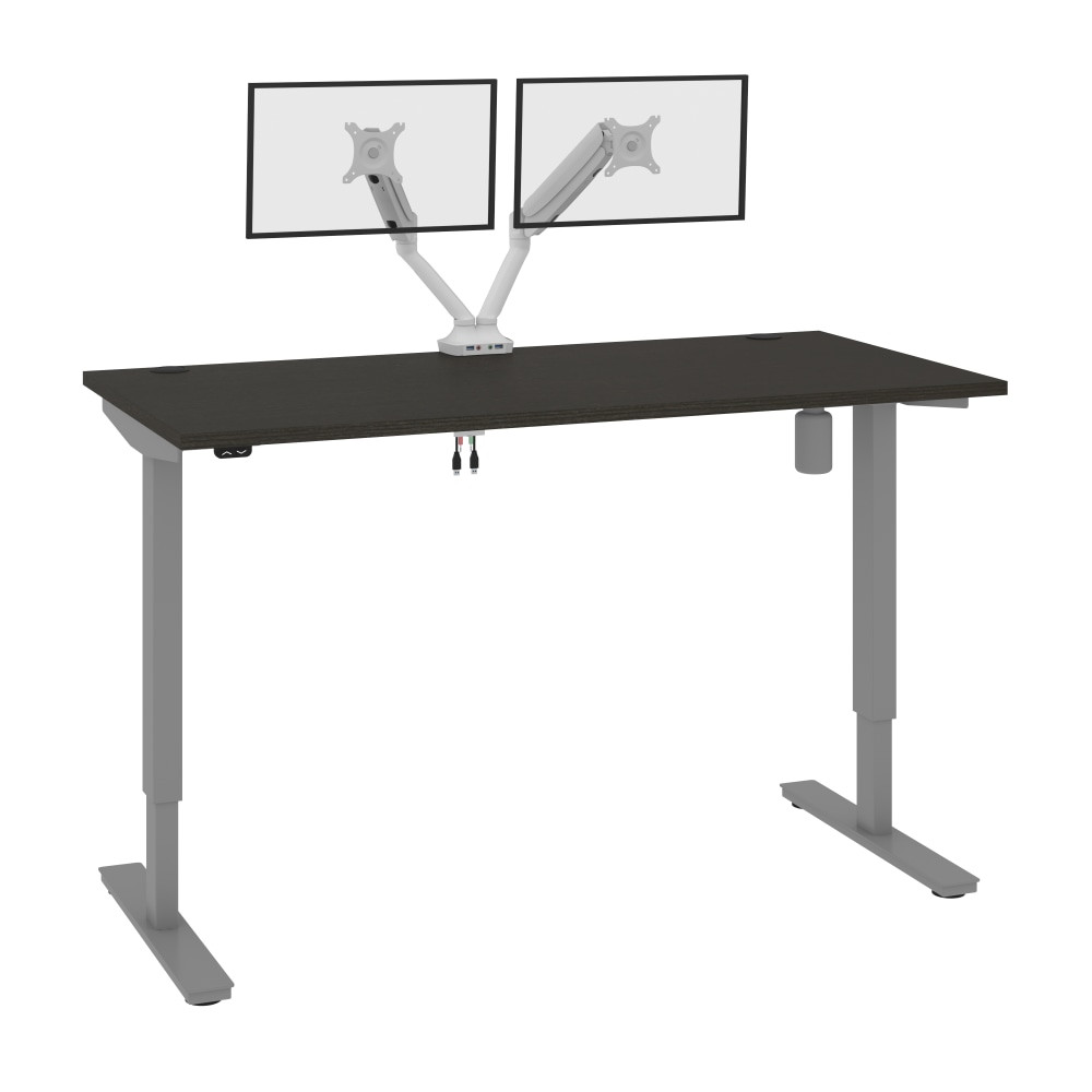 BESTAR INC. Bestar 175870-000032  Upstand Electric 60inW Standing Desk With Dual Monitor Arm, Deep Gray