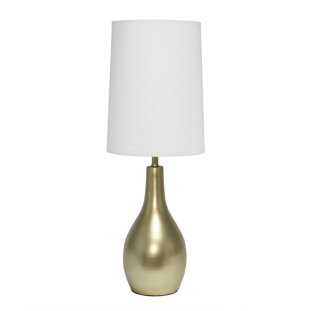 ALL THE RAGES INC Simple Designs LT3303-GLD  1-Light Teardrop Table Lamp, 19-1/2inH, White Shade/Gold Base