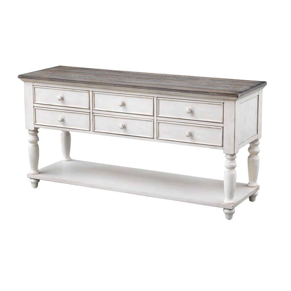 COAST TO COAST IMPORTS, LLC. Coast to Coast 48108  Hudson 6-Drawer Console Table, 30inH x 60inW x 19inD, Brown/Light Gray/Cream