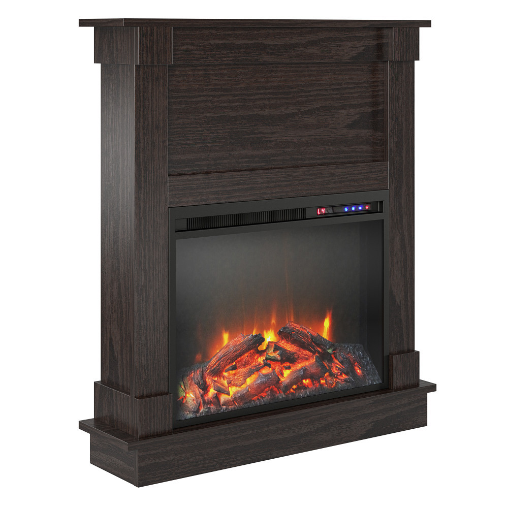 AMERIWOOD INDUSTRIES, INC. Ameriwood Home 4216340COM  Ellsworth Fireplace With Mantel, 31-15/16inH x 31-11/16inW x 7-13/16inD, Espresso