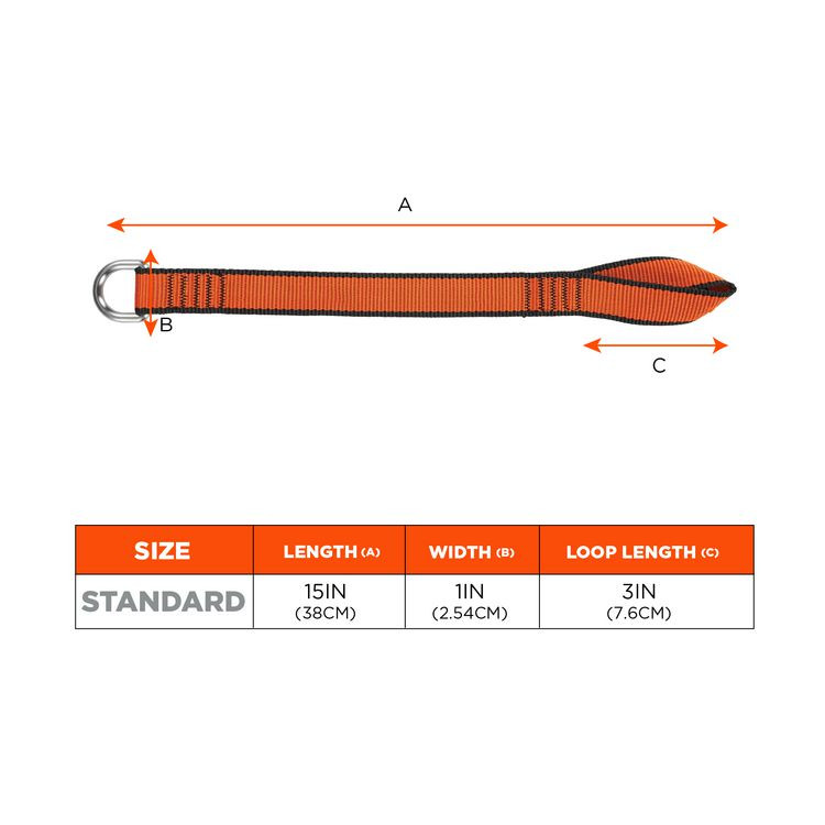 TENACIOUS HOLDINGS, INC. ergodyne® 19174 Squids 3174 Anchor Choke Strap for Tool Tethering, 25 lb Max Safe Working Capacity, 15" Long, Orange