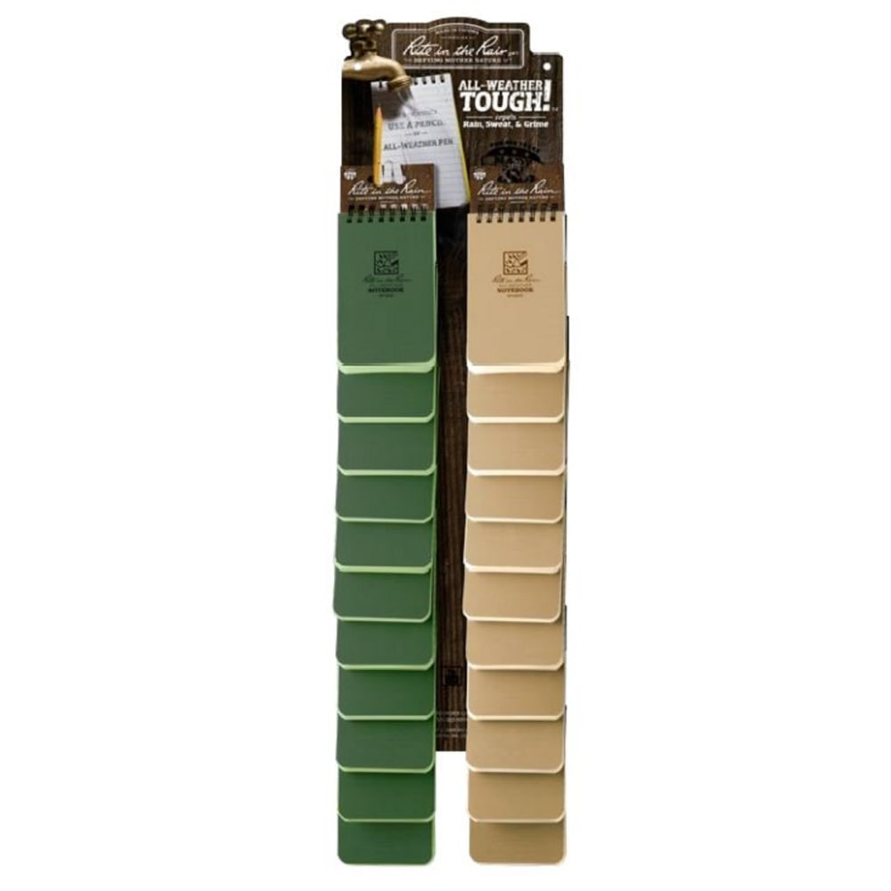 RITE IN THE RAIN CLSTP935935T  Notebook Bundle, 3in x 5in, Green/Tan, Set Of 24 Books