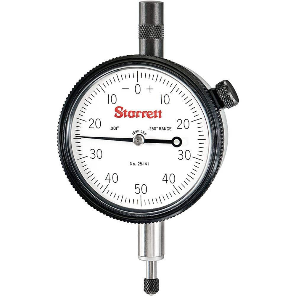 Starrett 53240 Dial Drop Indicator: 0 to 0.25" Range, 0-50-0 Dial Reading, 0.001" Graduation, 2-1/4" Dial Dia