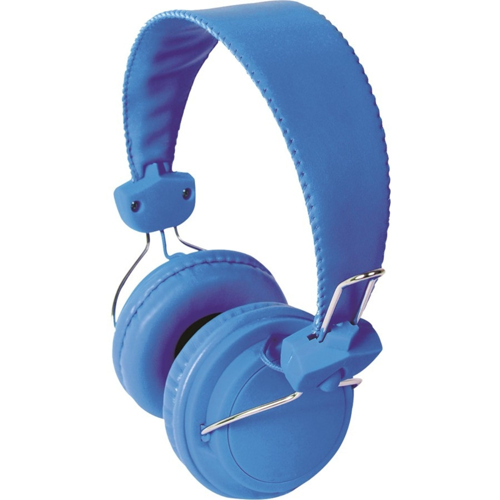 VCOM INTERNATIONAL MULTI MEDIA HamiltonBuhl FV-BLU  Headset with In Line Microphone Blue - Stereo - Mini-phone - Wired - 32 - 20 Hz - 20 kHz - Over-the-head - Binaural - Circumaural - 5 ft Cable - Blue