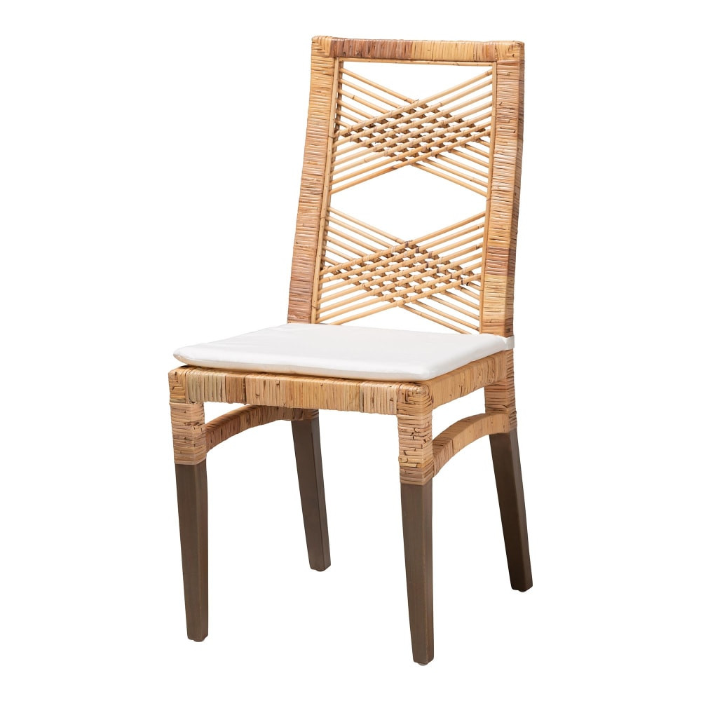 WHOLESALE INTERIORS, INC. bali &amp; pari 2721-12797 bali & pari Poltak Modern Bohemian Dining Chair, White/Natural Brown