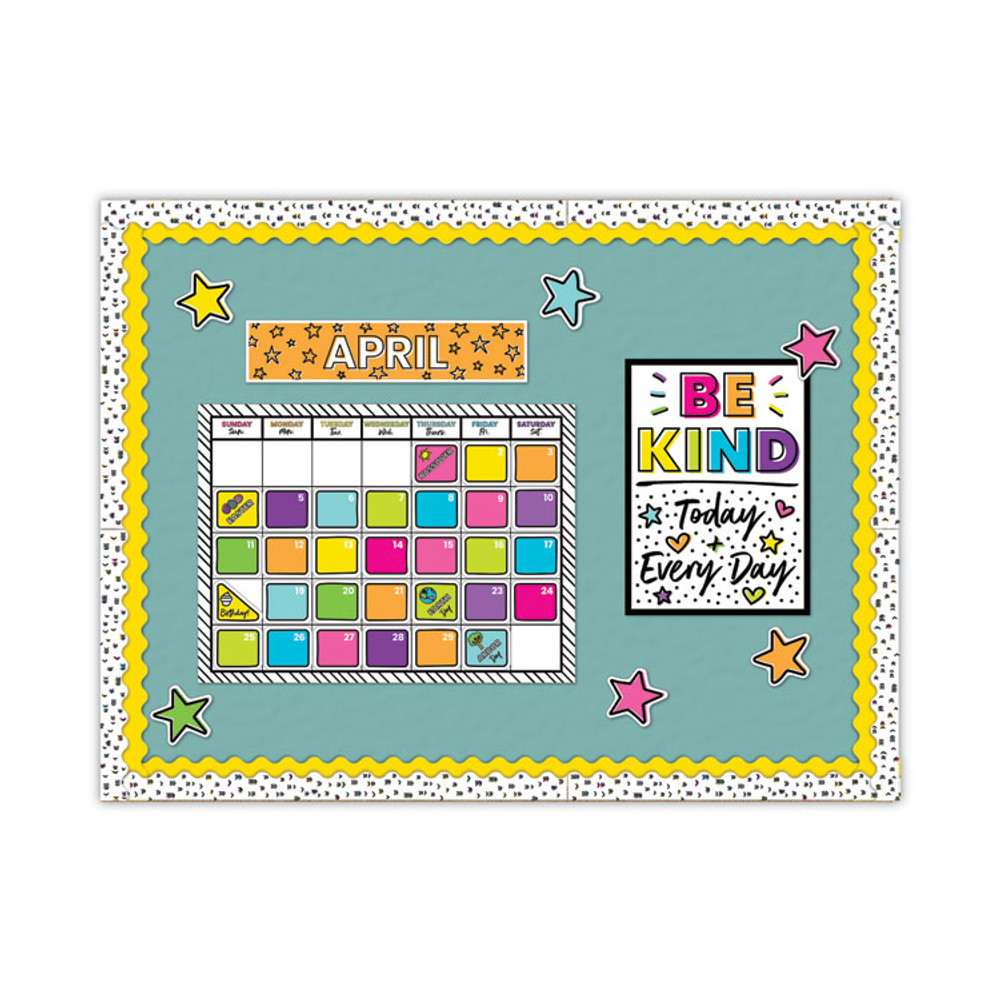 CARSON-DELLOSA EDUCATION 110522 Calendar Bulletin Board Sets, 129-Piece Set, Kind Vibes, 23" x 17", Multicolor